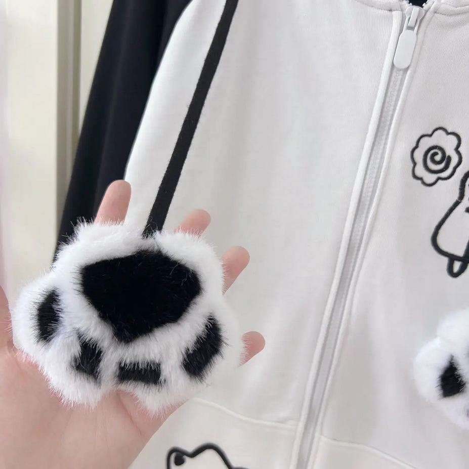 Y2K Cartoon Embroidery Cat Ears Hoodies