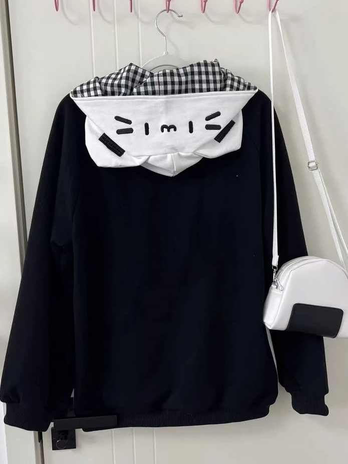 Y2K Cartoon Embroidery Cat Ears Hoodies
