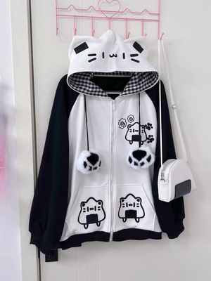 Y2K Cartoon Embroidery Cat Ears Hoodies