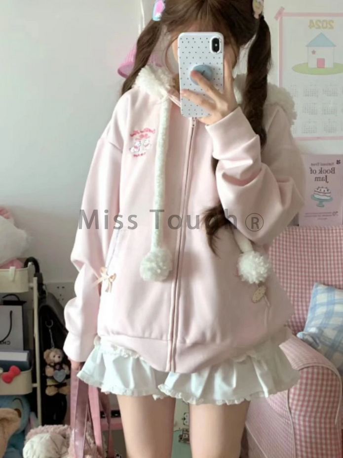 Autumn and Winter Autumn Kawaii Sweet Long Sleeve Loose Hoodie Jacket