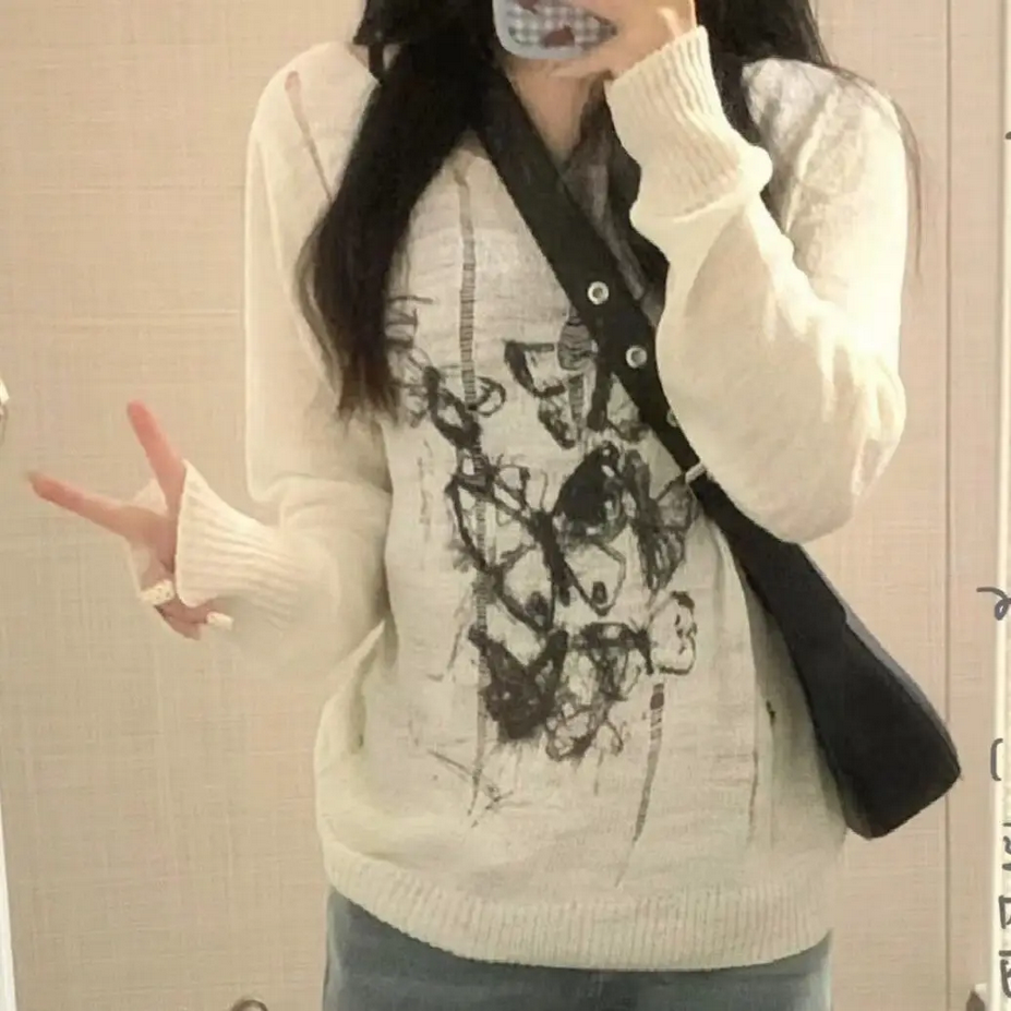 Harajuku Y2K Women  Long Sleeve Pullovers