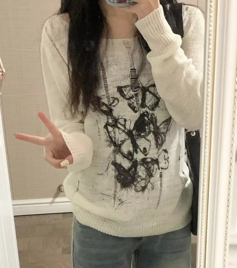 Harajuku Y2K Women  Long Sleeve Pullovers