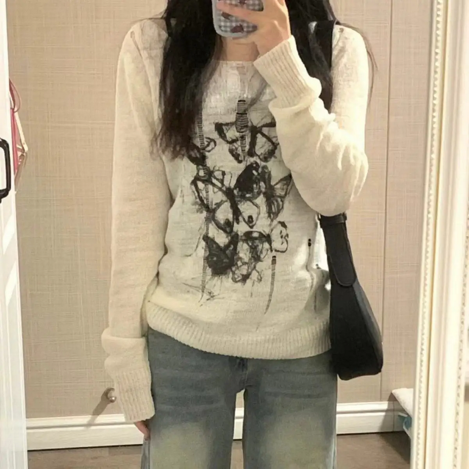 Harajuku Y2K Women  Long Sleeve Pullovers