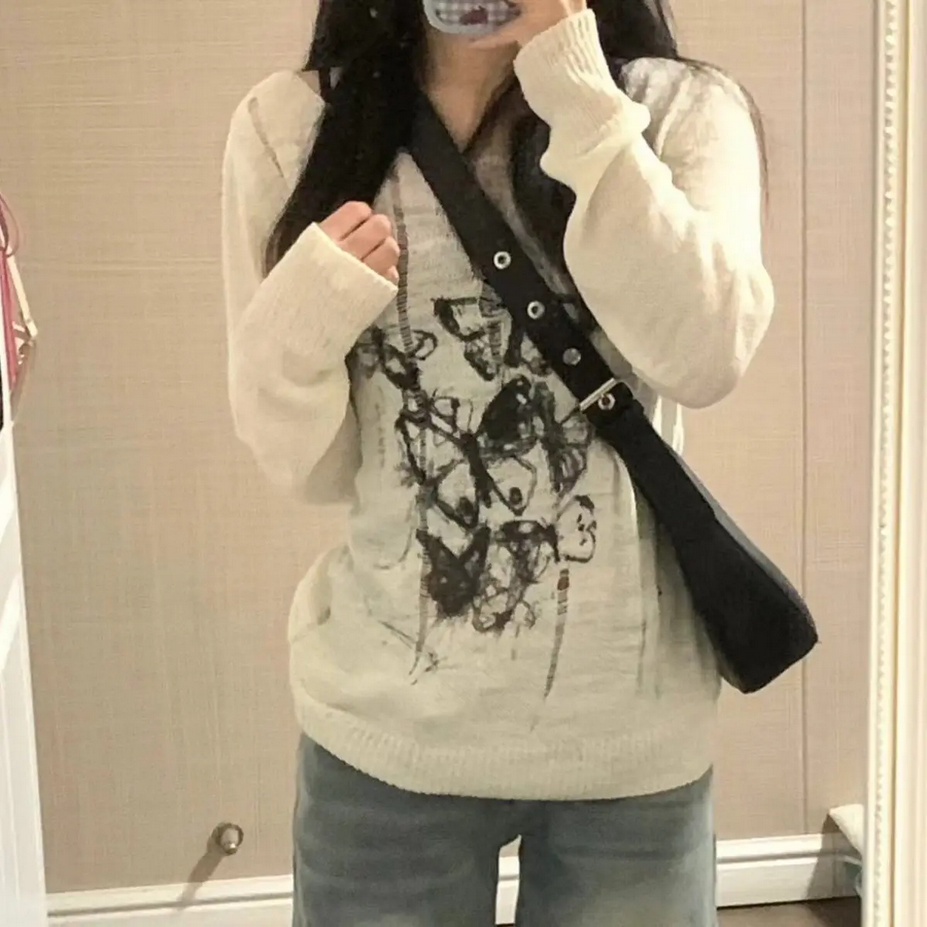 Harajuku Y2K Women  Long Sleeve Pullovers