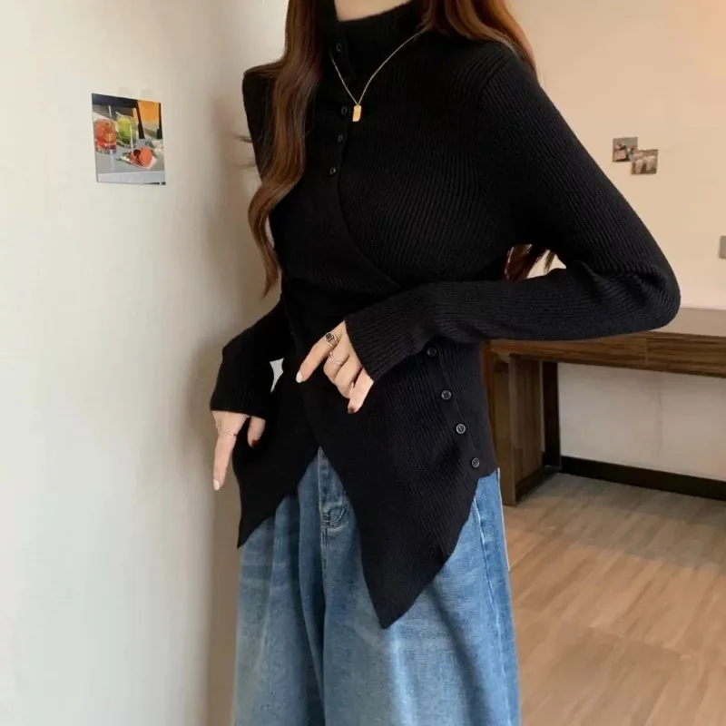 Harajuku Black Turtleneck Women&#39;s Sweater Top