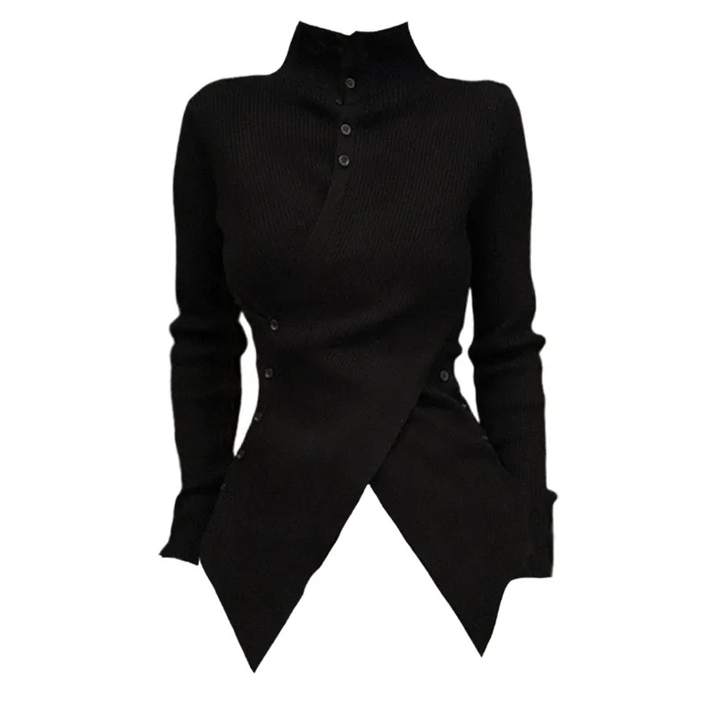 Harajuku Black Turtleneck Women&#39;s Sweater Top