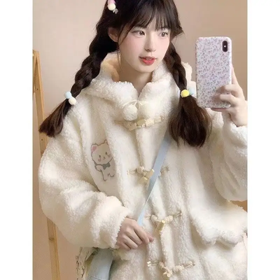 Embroidered Bear Kawaii Coat