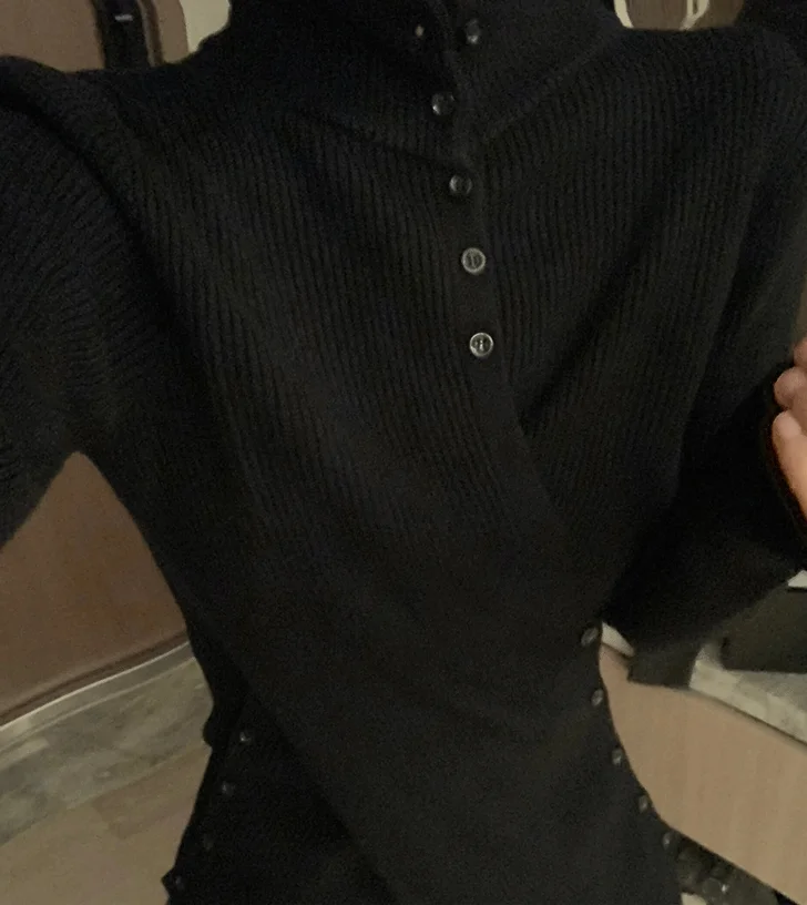 Harajuku Black Turtleneck Women&#39;s Sweater Top