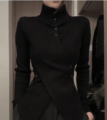 Harajuku Black Turtleneck Women&#39;s Sweater Top
