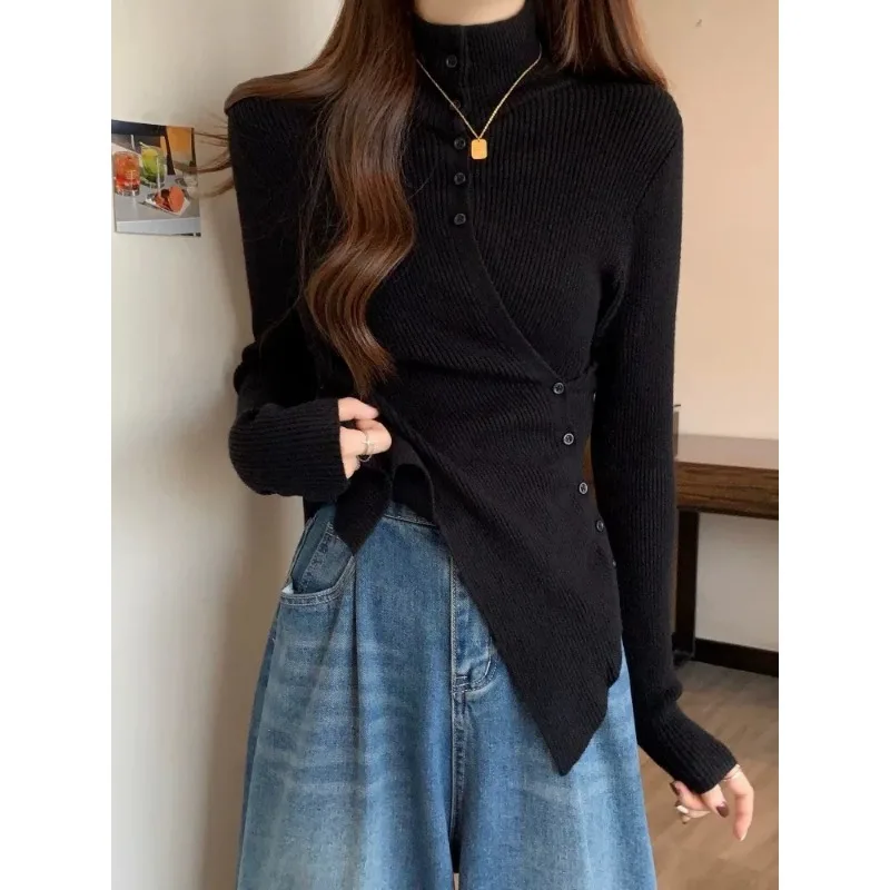 Harajuku Black Turtleneck Women&#39;s Sweater Top