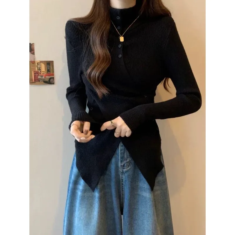 Harajuku Black Turtleneck Women&#39;s Sweater Top
