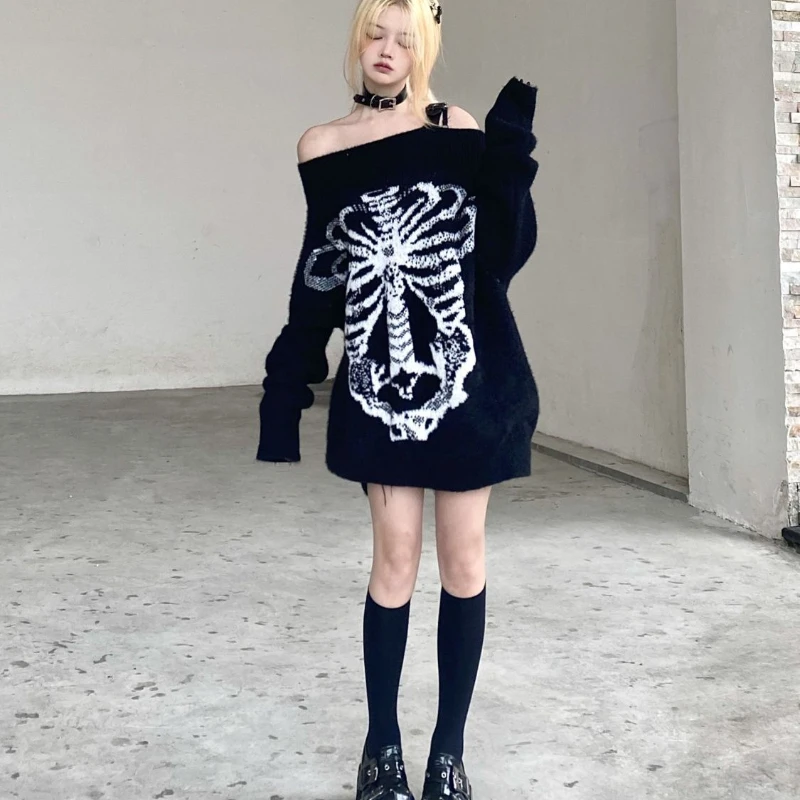 Gothic Y2k Black Oversize Sweater