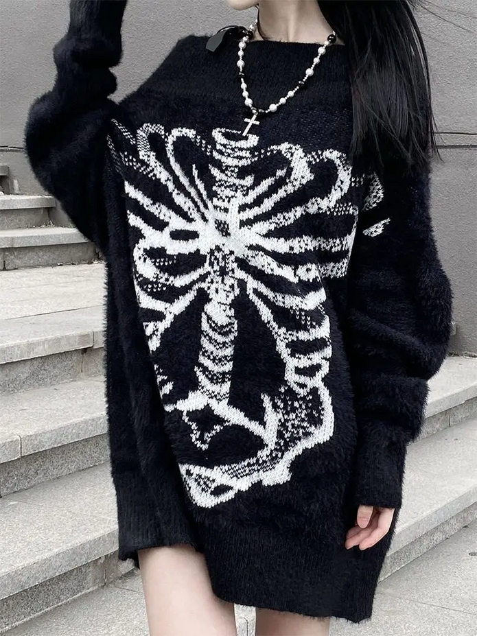 Gothic Y2k Black Oversize Sweater
