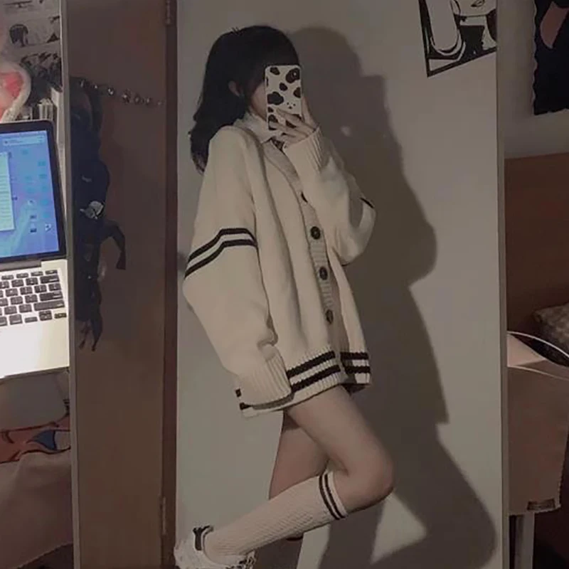 Y2K Vintage Striped Loose Cardigan