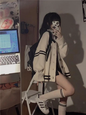 Y2K Vintage Striped Loose Cardigan