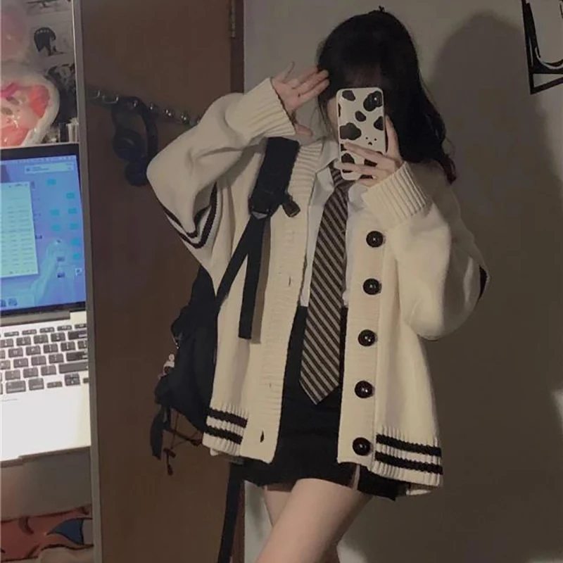 Y2K Vintage Striped Loose Cardigan