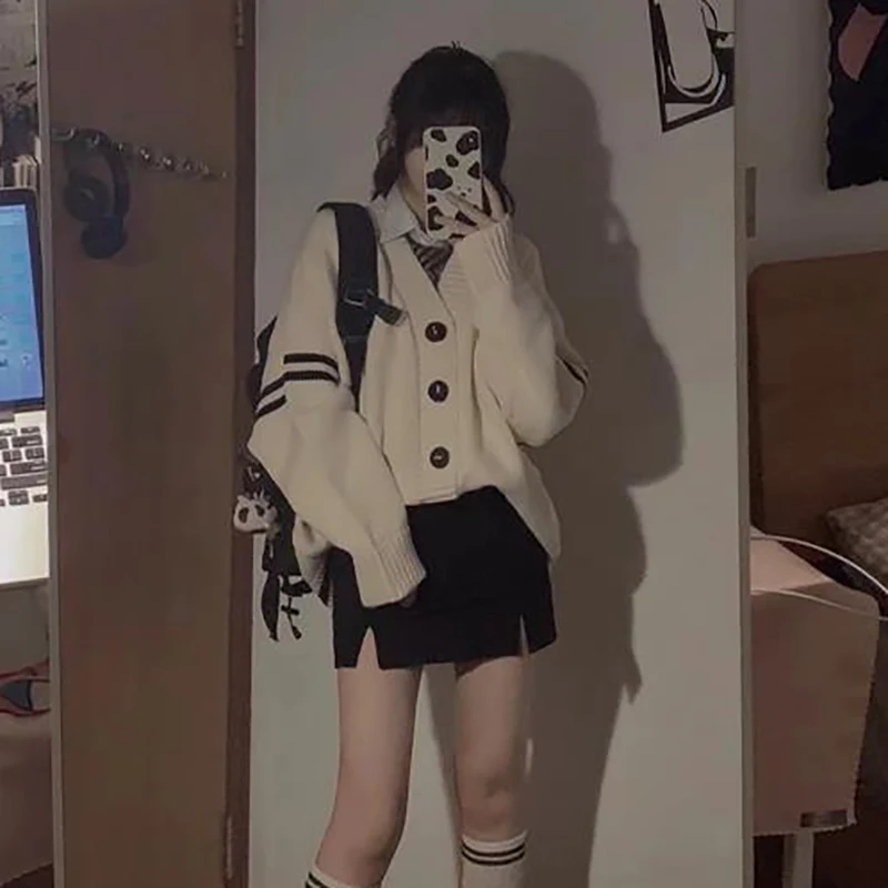Y2K Vintage Striped Loose Cardigan