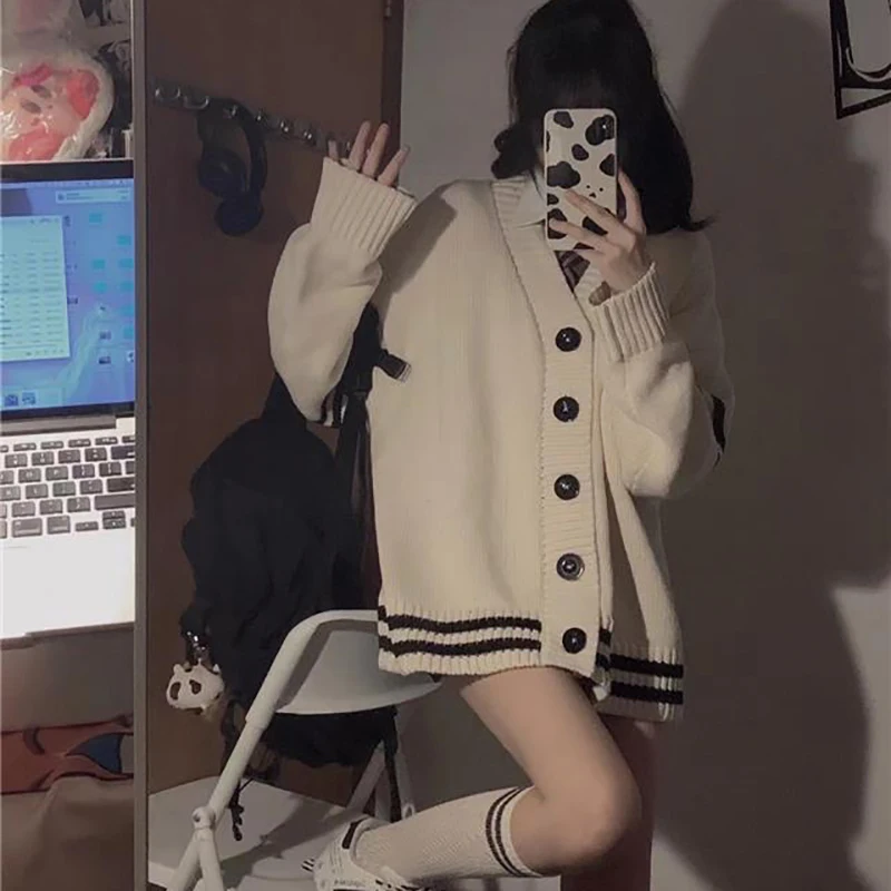 Y2K Vintage Striped Loose Cardigan