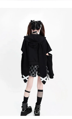 Hikigawa Chic  Casual Loose Rabbit Ear Hoodies