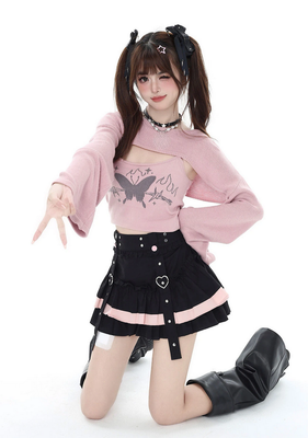 High Waist Lace Y2k Aesthetic Ruffled Gothic Skirt