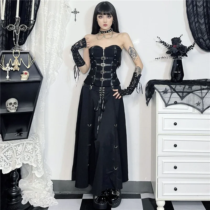 Punk Grunge Metal Buckle Gothic Skirt