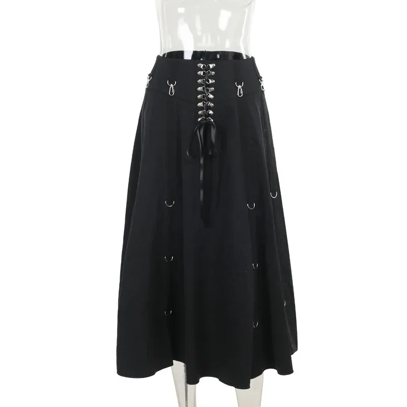 Punk Grunge Metal Buckle Gothic Skirt