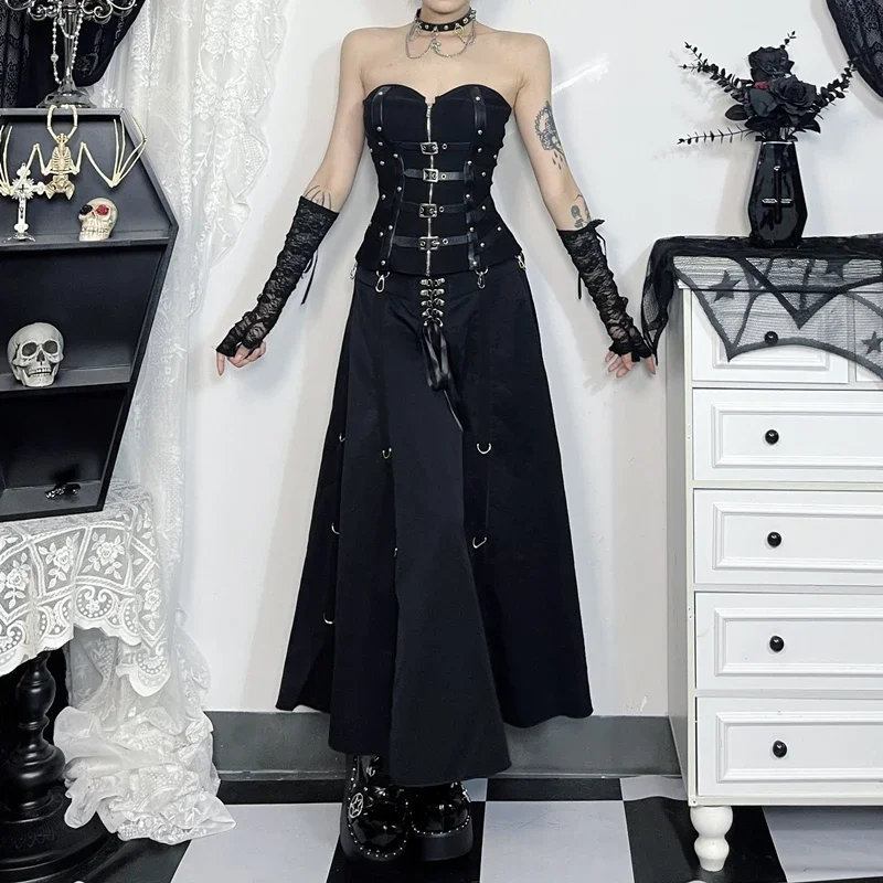 Punk Grunge Metal Buckle Gothic Skirt