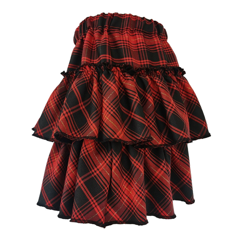 Goth High Waist Plaid Ruffle Skirt