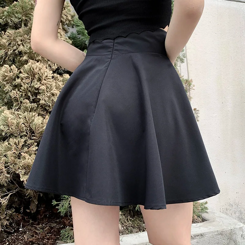 Lace-up Flared Casual Mini Skater Skirt