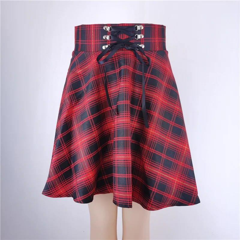 Lace-up Flared Casual Mini Skater Skirt