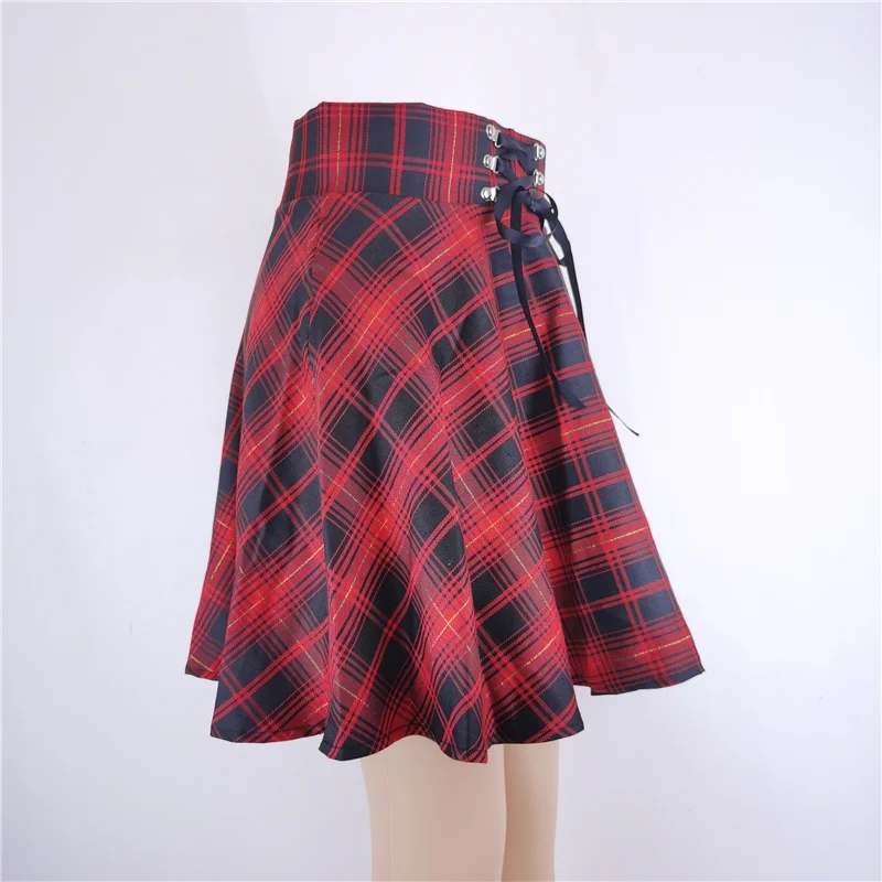 Lace-up Flared Casual Mini Skater Skirt