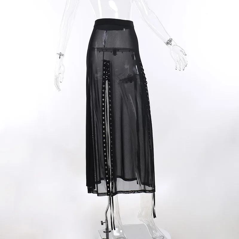 Gothic Mesh Black Skirt