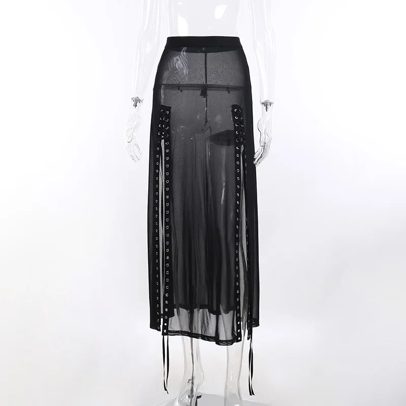 Gothic Mesh Black Skirt