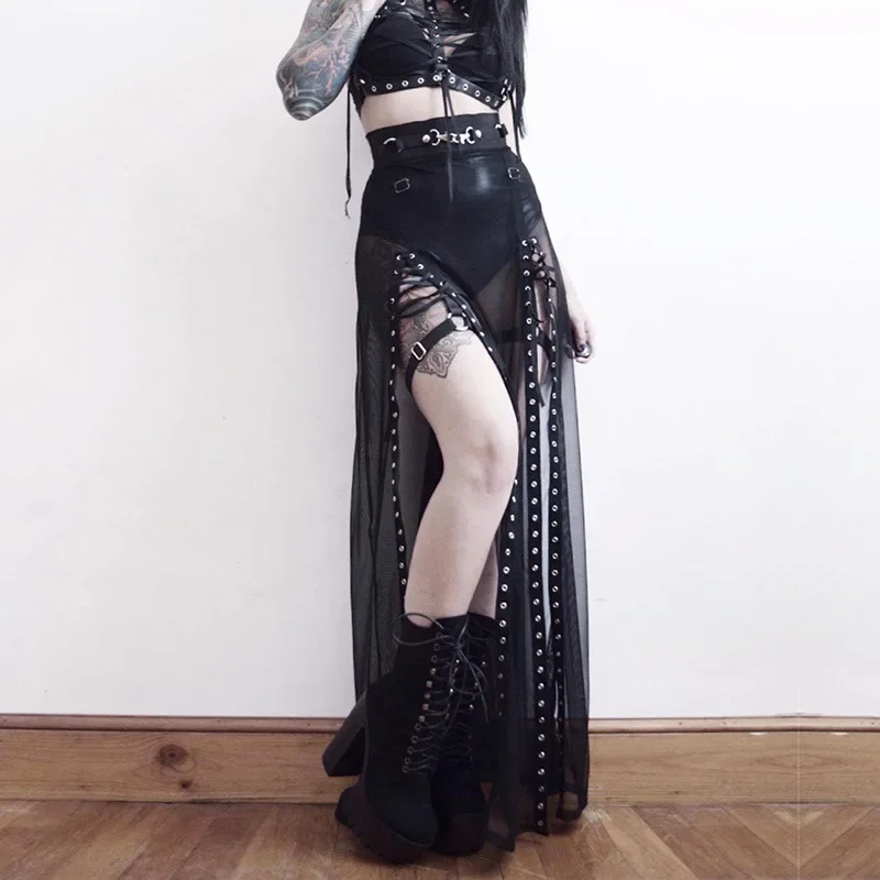 Gothic Mesh Black Skirt