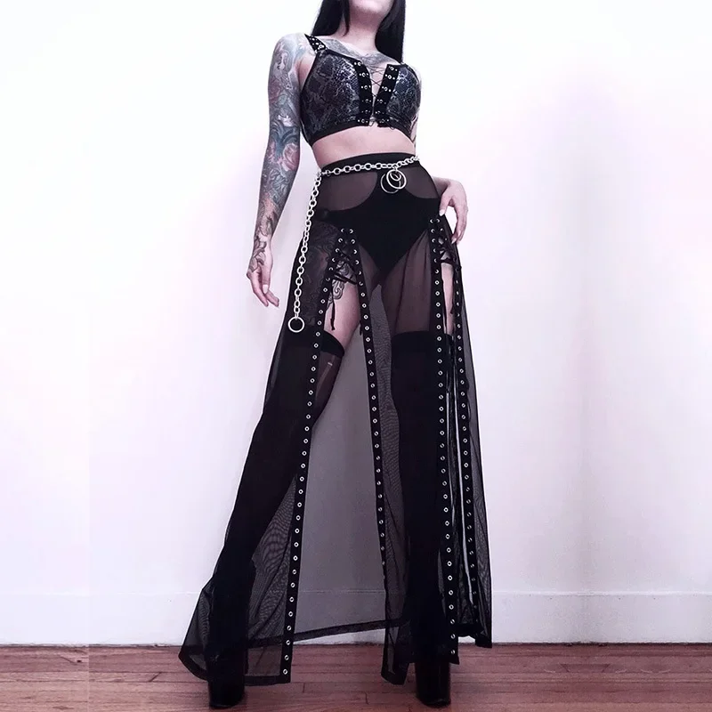Gothic Mesh Black Skirt
