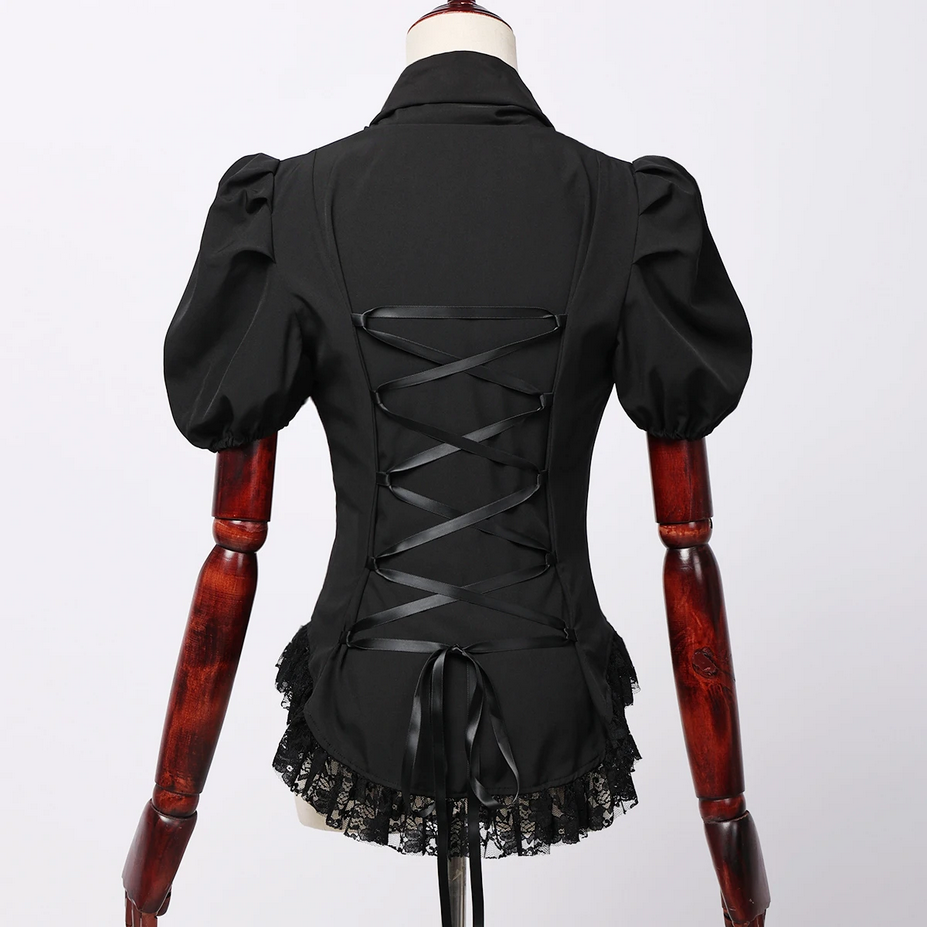 Lace Chiffon Gothic Vintage  Victorian Blouse