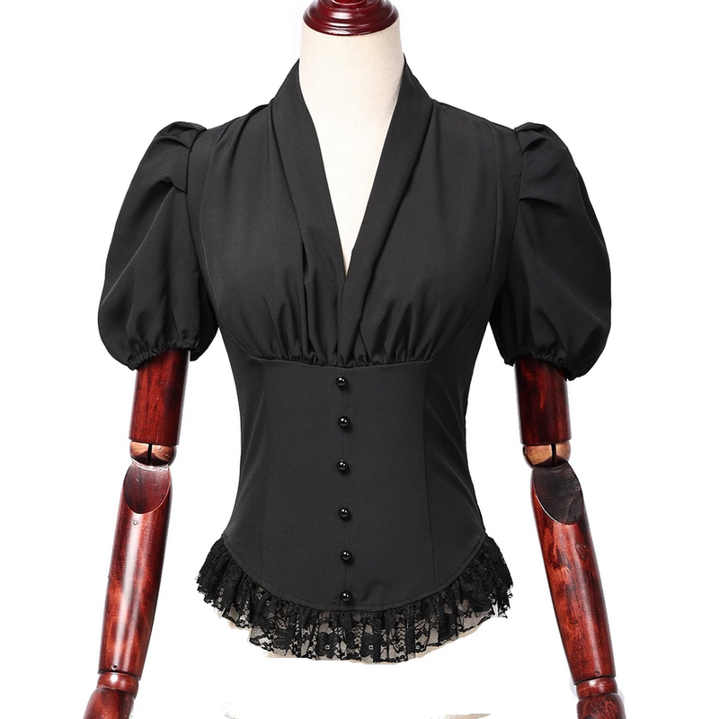 Lace Chiffon Gothic Vintage  Victorian Blouse