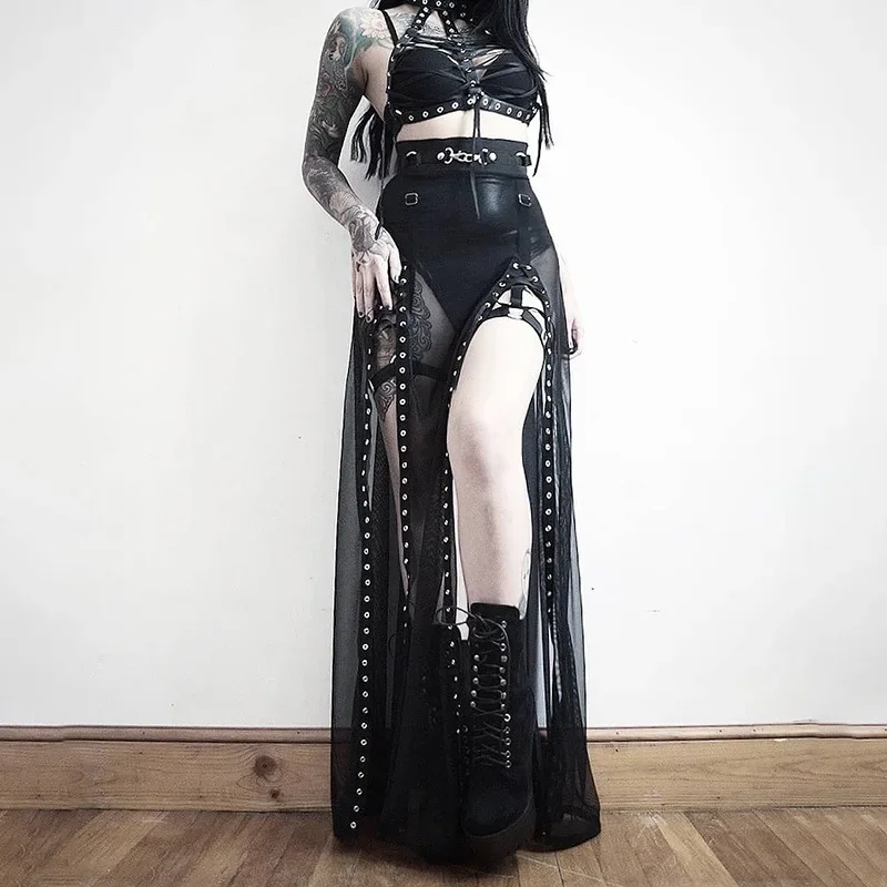 Gothic Mesh Black Skirt