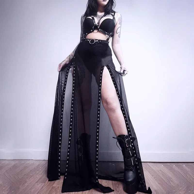 Gothic Mesh Black Skirt