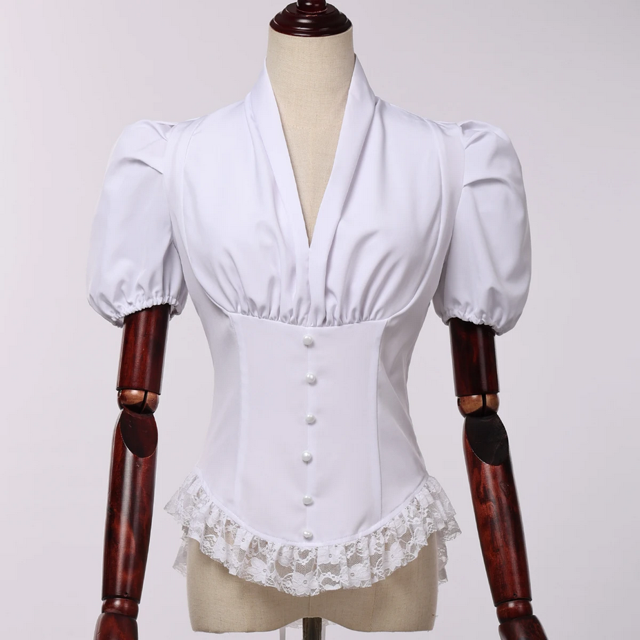 Lace Chiffon Gothic Vintage  Victorian Blouse