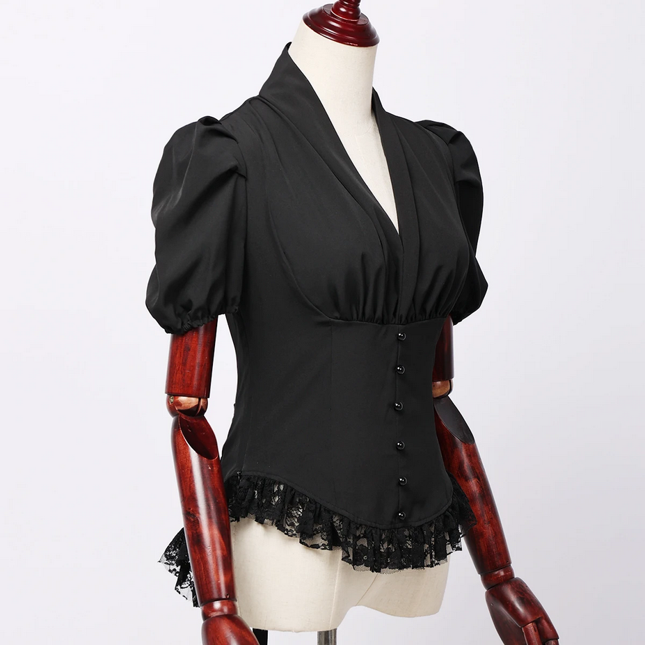 Lace Chiffon Gothic Vintage  Victorian Blouse