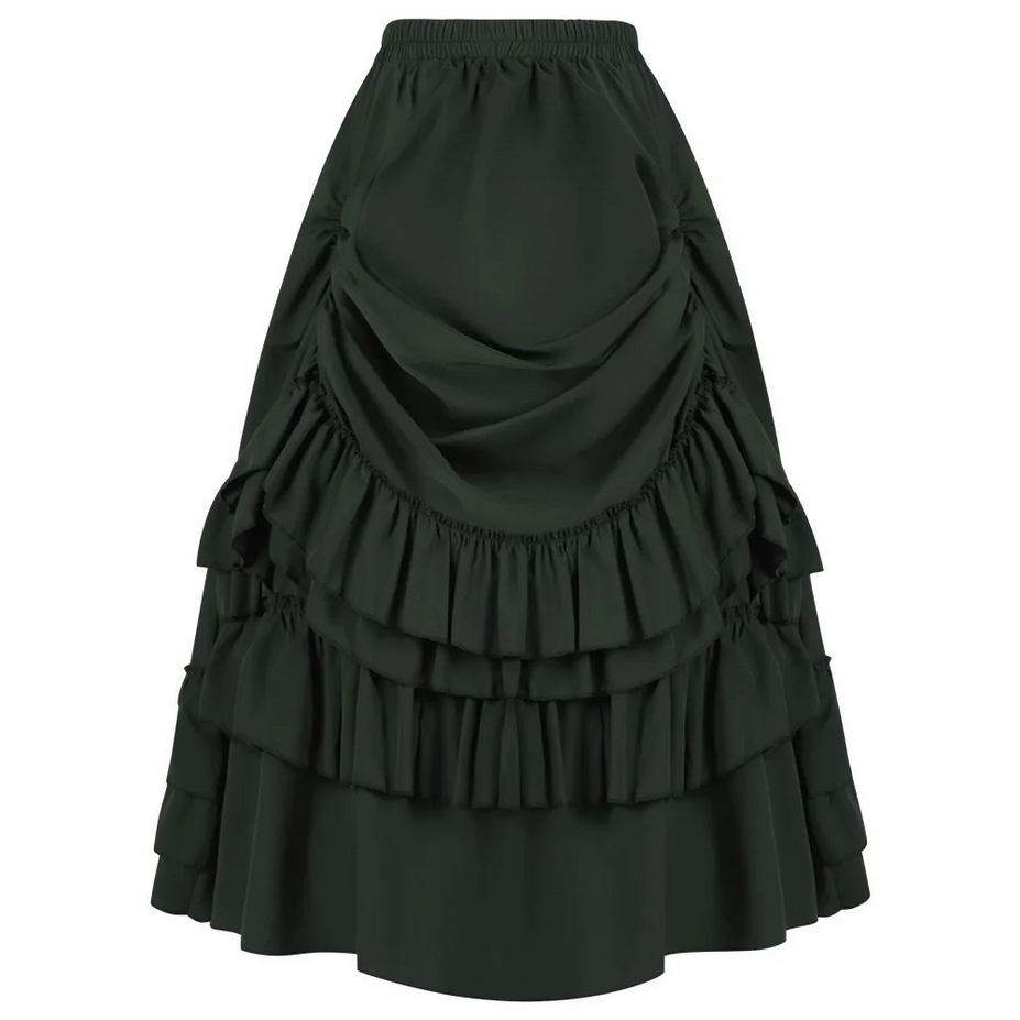 Ruffled High Waisted Long Victorian Steampunk Skirt