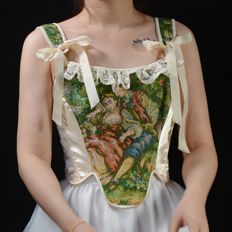 Vintage Victorian Sexy Bustier Corset Top with Lace