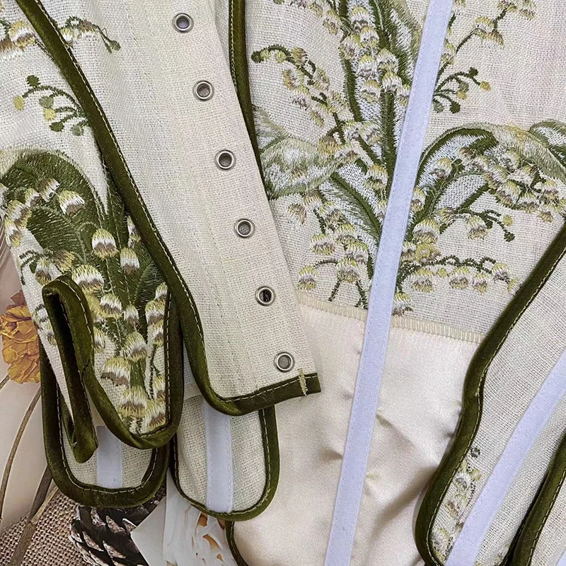 Lily Of The Valley Embroidered Green Corset