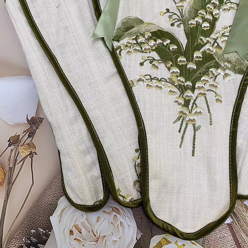 Lily Of The Valley Embroidered Green Corset