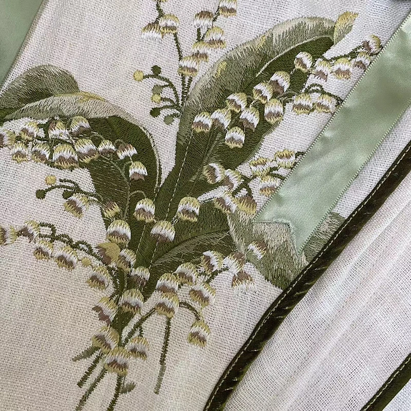 Lily Of The Valley Embroidered Green Corset