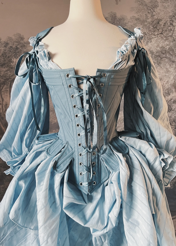 Gorgeous Renaissance Blue French Lace-up Corset Top
