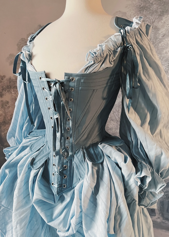 Gorgeous Renaissance Blue French Lace-up Corset Top
