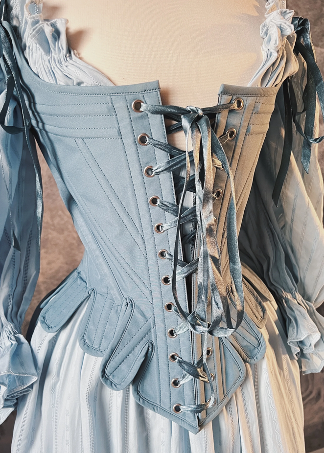 Gorgeous Renaissance Blue French Lace-up Corset Top