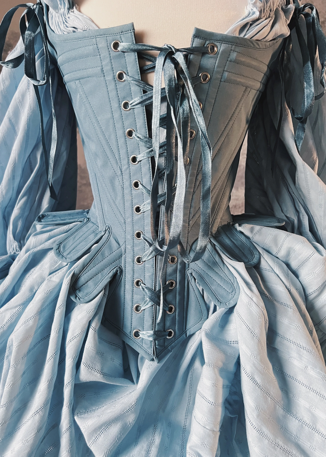 Gorgeous Renaissance Blue French Lace-up Corset Top